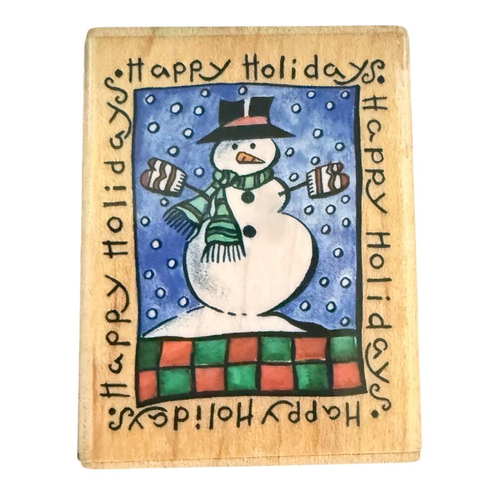 Delta Rubber Stampede Holiday Snowman Christmas Snow 3402D Rubber Stamp